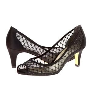 Adrianna Papell Juliette Black Aria Mesh Peeptoe Dress Pump New in Box MSRP $128